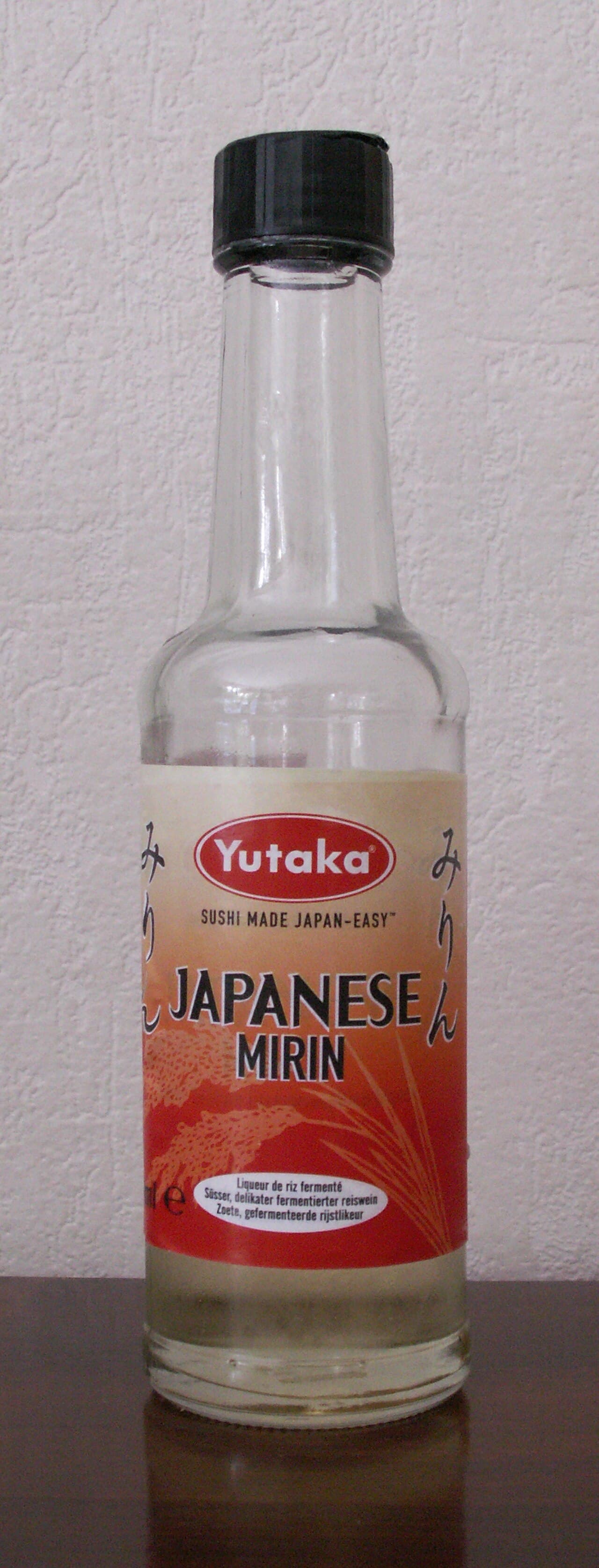 A bottle of Japanese mirin sweet cooking sake